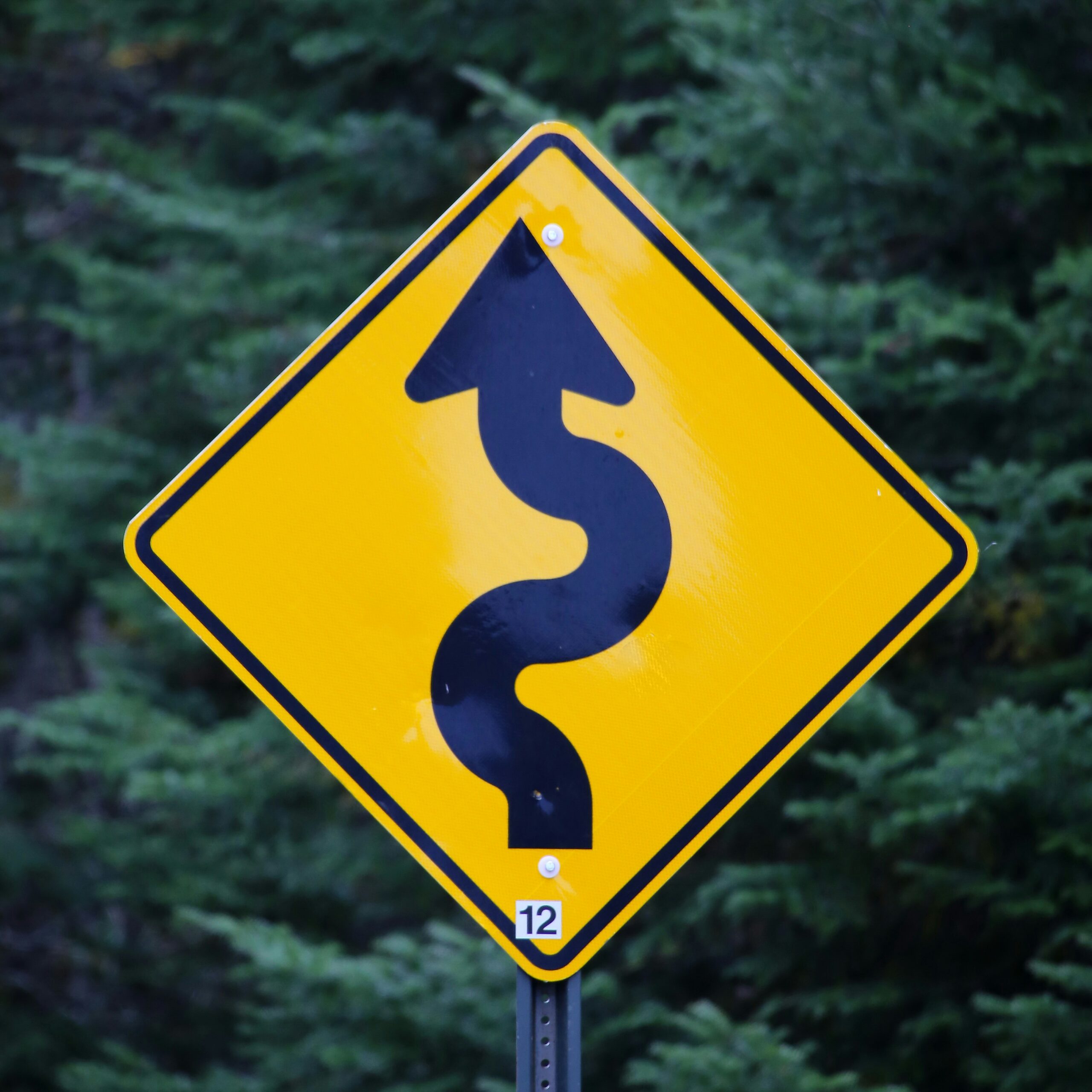 opposites attract and thats ok sign showing curvy road ahead